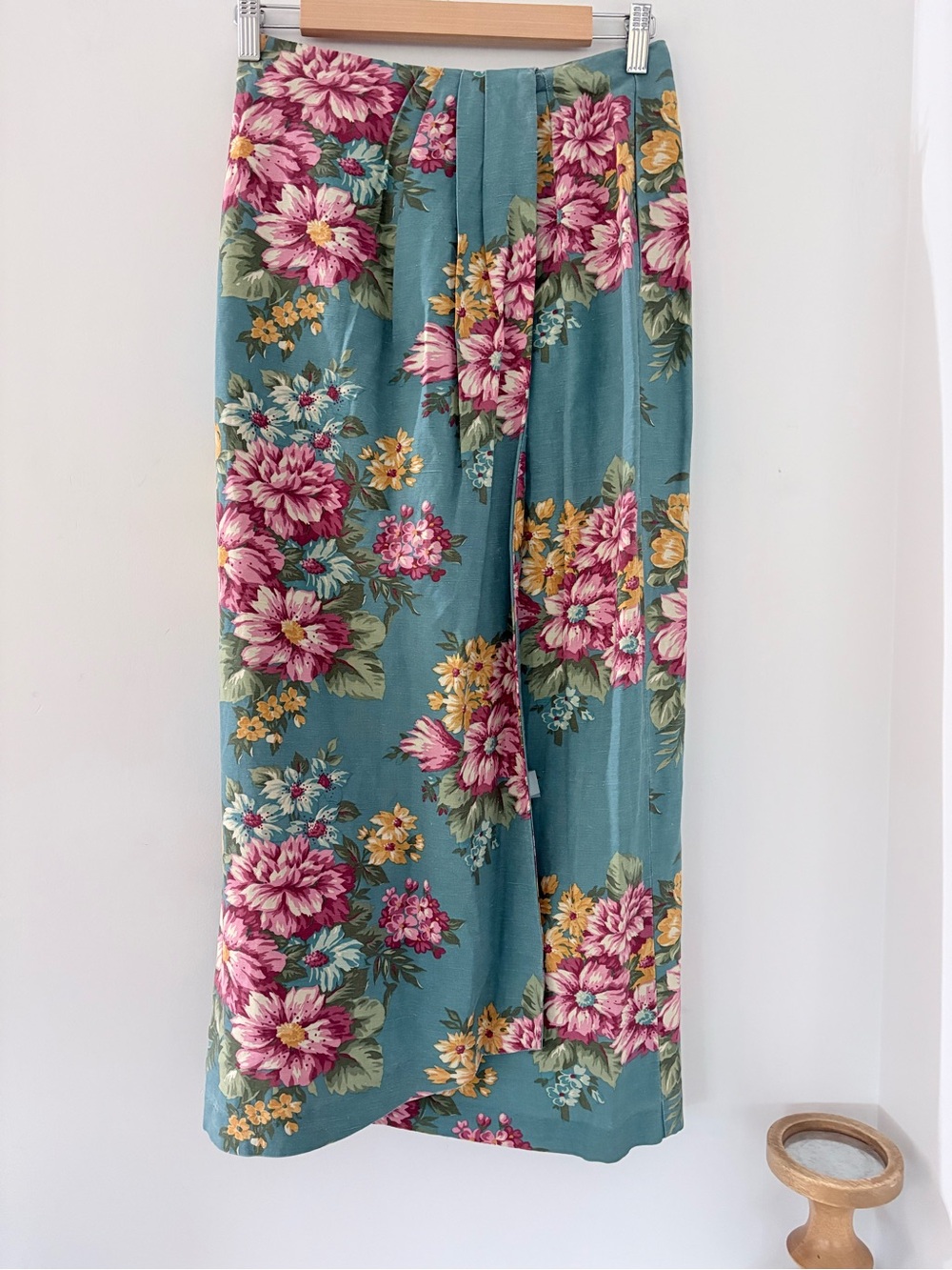 Fall Floral Midi Wrap Skirt 4 CAMBRIDGE DRY GOODS Linen Vintage Cottage Garden